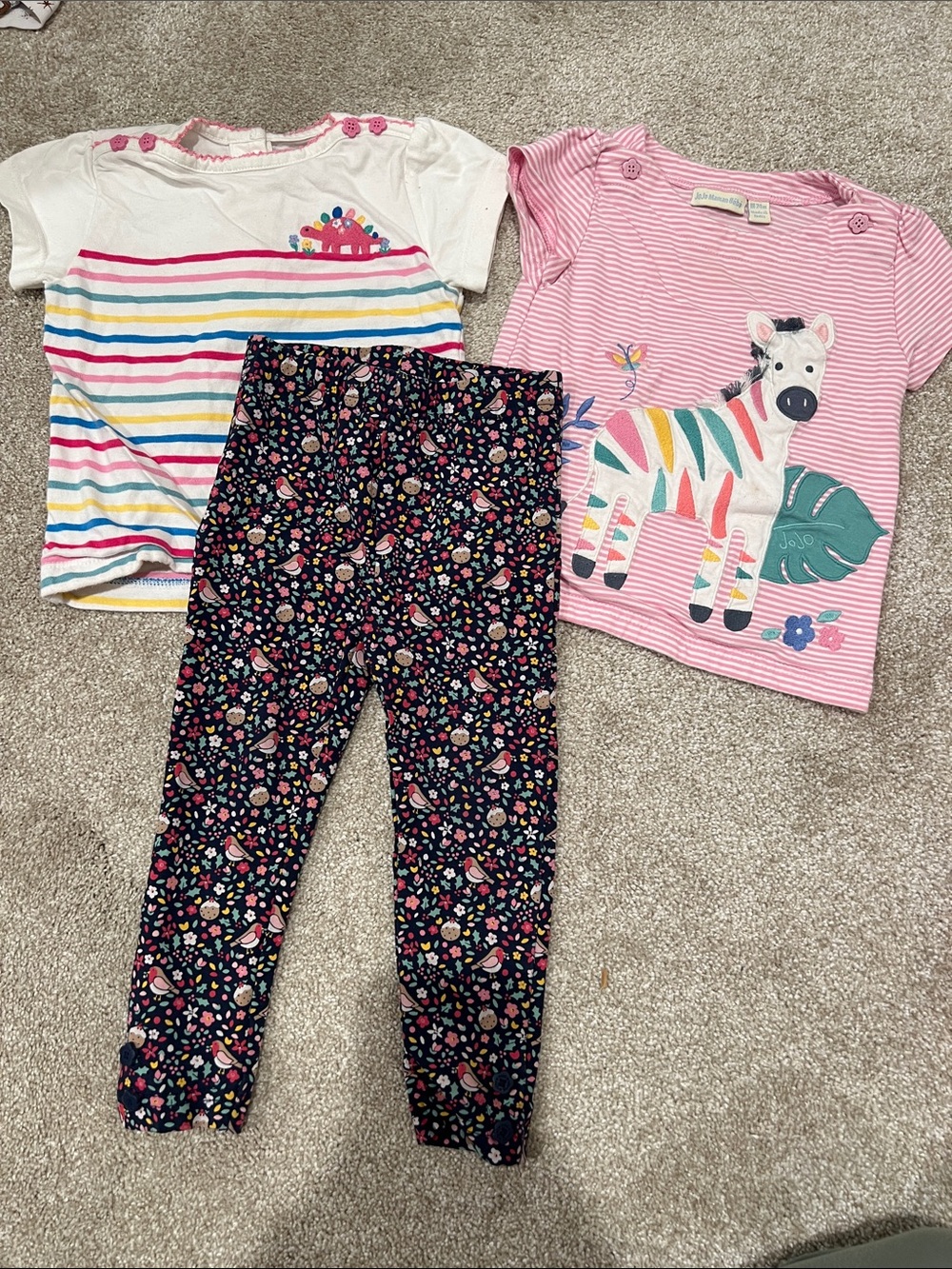 Gymboree Girls 3-Piece Set - Pink, White, Navy, Multicolor 18-24 month